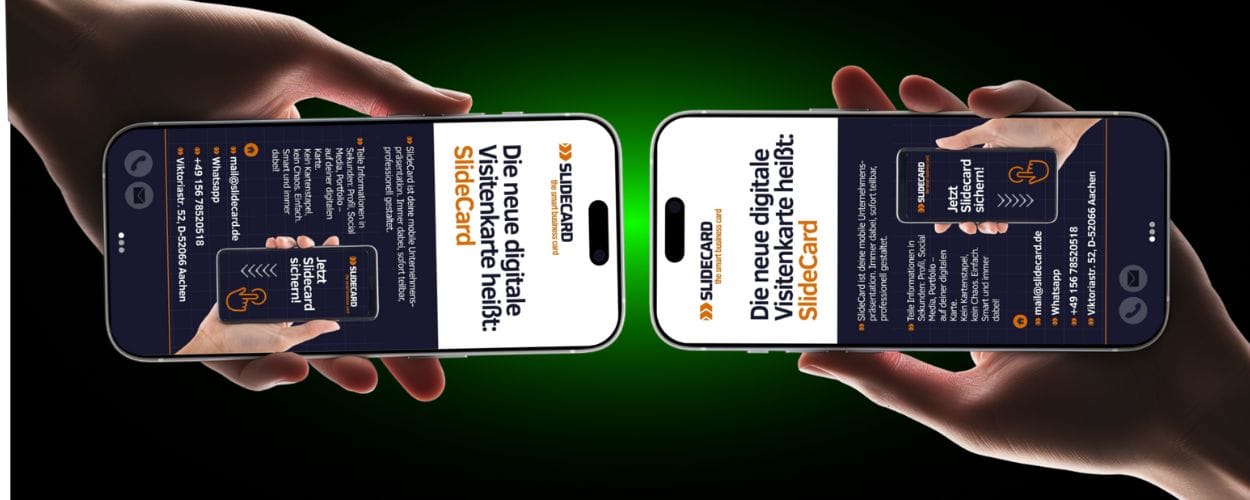Zwei Smartphones teilen eine SlideCard