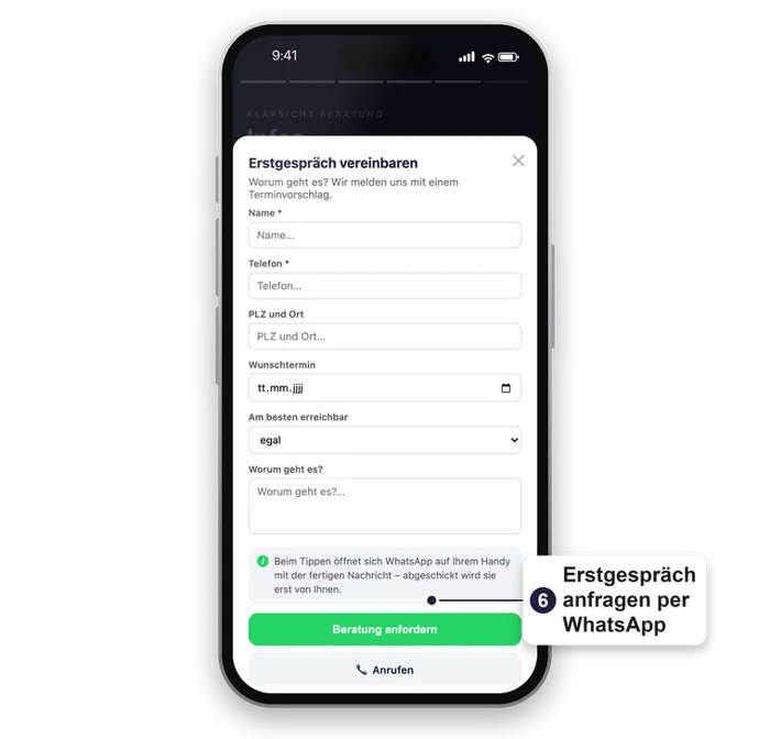 Erstgespräch anfragen per WhatsApp