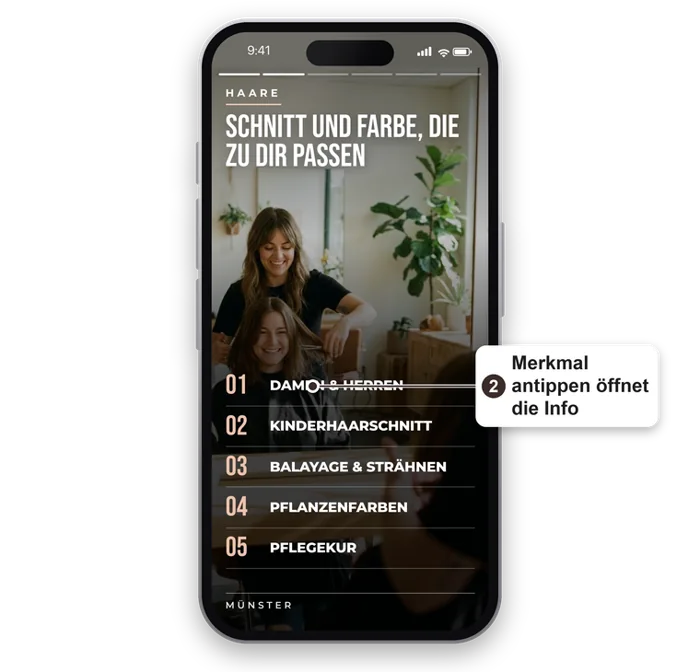 Merkmal antippen öffnet die Info