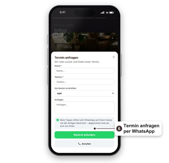 Termin anfragen per WhatsApp