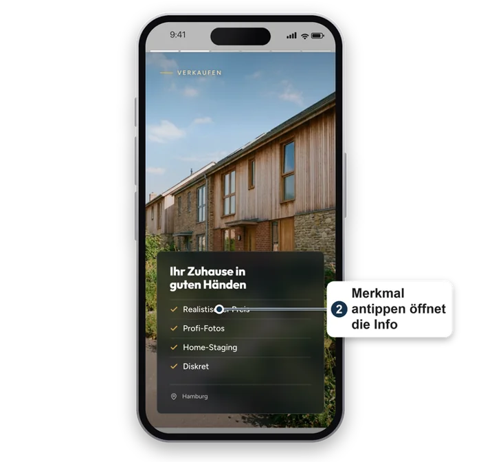 Merkmal antippen öffnet die Info