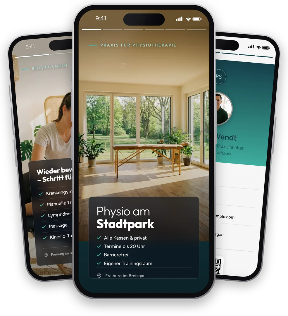 SlideCard Beispiel im Slide-Format: Physiotherapie Physio am Stadtpark