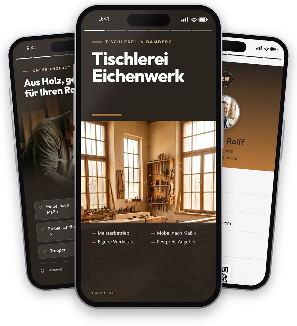 SlideCard Beispiel im Slide-Format: Tischlerei Eichenwerk