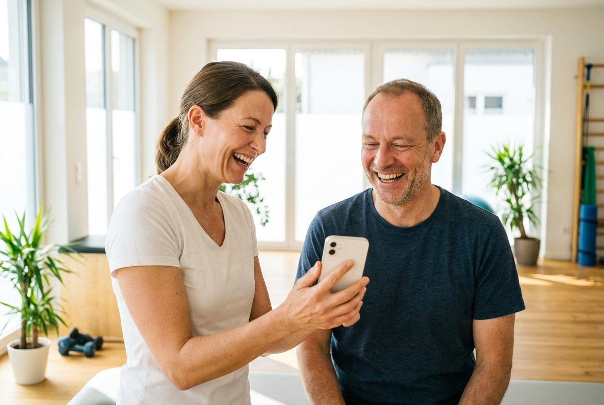 Therapeutin zeigt ihre SlideCard