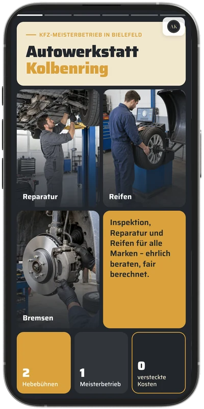 Musterkarte Autowerkstatt Kolbenring – SlideCard für Kfz-Werkstatt