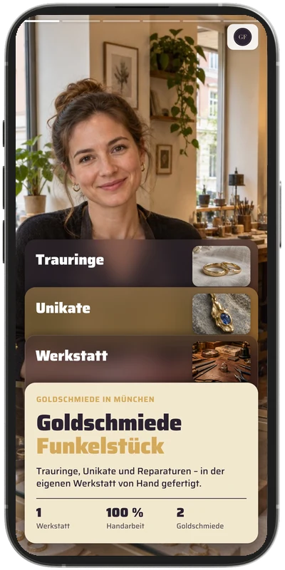 Musterkarte Goldschmiede Funkelstück – SlideCard für Goldschmiede