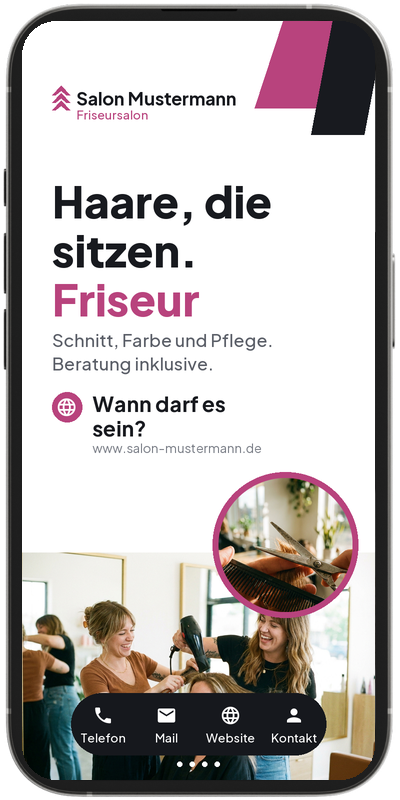 SlideCard Beispiel: Friseursalon